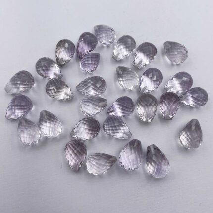 Natural Pink Amethyst Tear Drop Half Drill Cut Stone Lot 12 Pcs 10*14 MM 106 CT