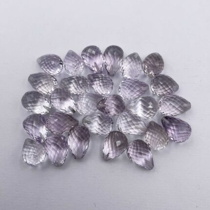 Natural Pink Amethyst Tear Drop Half Drill Cut Stone Lot 12 Pcs 10*14 MM 107 CT
