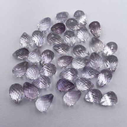 Natural Pink Amethyst Tear Drop Half Drill Cut Stone Lot 11 Pcs 10*14 MM 100 CT