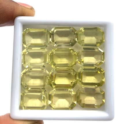 Natural Lemon Quartz Octagon Cut Loose Stone Lot 13 Pcs 10*14 MM 93 CT