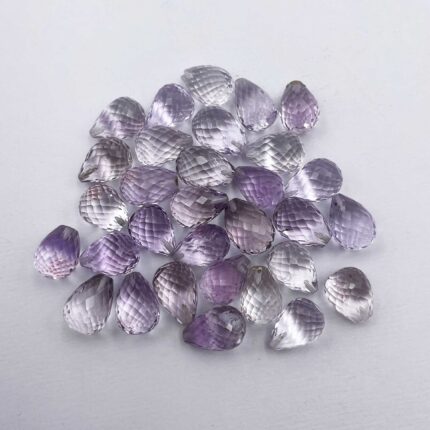 Natural Pink Amethyst Tear Drop Half Drill Cut Stone Lot 12 Pcs 10*14 MM 106 CT