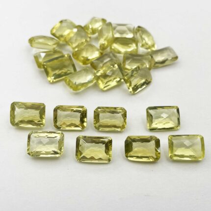 Natural Lemon Quartz Octagon Checker Cut Loose Stone Lot 8 Pcs 10*14 MM 55 CT
