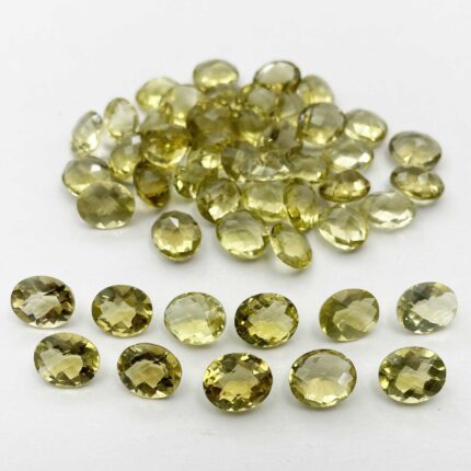 Natural Lemon Quartz Oval Checker Cut Loose Stone Lot 24 Pcs 10*12 MM 104 CT