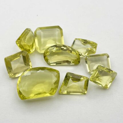 Natural Lemon Quartz Fancy Cut Stone Lot 9 Pcs 9*13-15*22 MM 76 CT