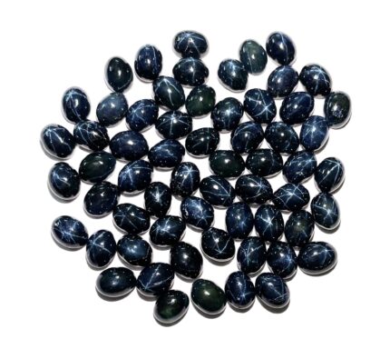Natural Star Blue Sapphire Oval Cabochon Diopside Gemstone Lot 3 Pcs 6*8 MM 6 CT