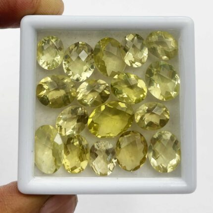 Natural Lemon Quartz Oval Checker Cut Loose Stone Lot 35 Pcs 8*10-13*18 MM 100CT