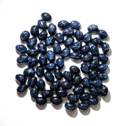 Natural Star Blue Sapphire Oval Cabochon Diopside Gemstone Lot 4 Pcs 5*7 MM 5 CT