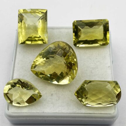 Natural Lemon Quartz Mix Checker Cut Stone Lot 5 Pcs 7-20 MM 50 CT