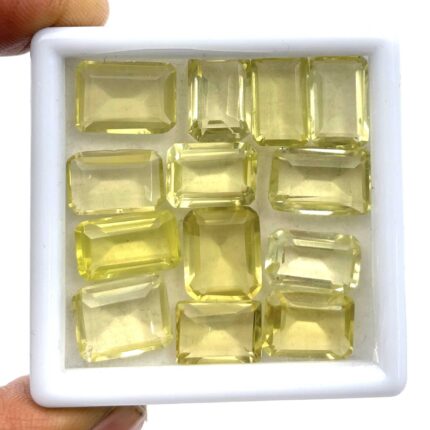 Natural Lemon Quartz Octagon Cut Loose Gemstone Lot 16 Pcs 8*12-11*13 MM 79 CT