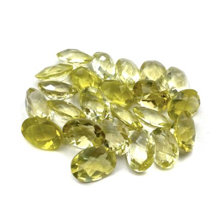 Natural Lemon Quartz Oval Checker Cut Loose Gemstone Lot 22 Pcs 10*14 MM 116 CT