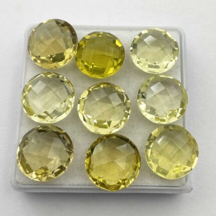 Natural Lemon Quartz Round Briolette Cut Loose Stone Lot 9 Pcs 14.5-15 MM 90 CT