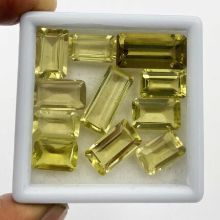 Natural Lemon Quartz Octagon Cut Loose Gemstone Lot 19 Pcs 8*12-10*20 MM 107 CT