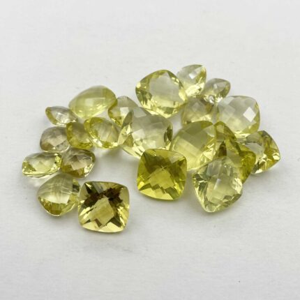 Natural Lemon Quartz Cushion Checker Cut Loose Stone Lot 19 Pcs 8-14 MM 87 CT