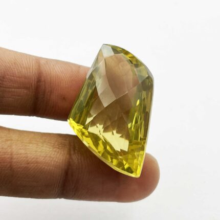 Natural Lemon Quartz Fancy Checker Cut Loose Gemstone 20*32 MM 69.7 CT