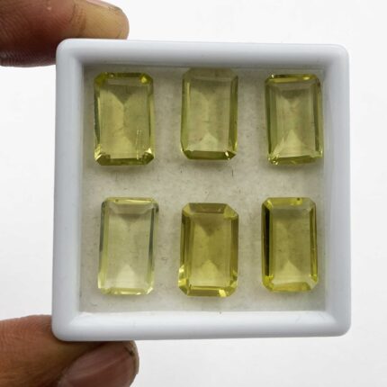 Natural Lemon Quartz Octagon Cut Loose Gemstone Lot 13 Pcs 10*16 MM 84 CT