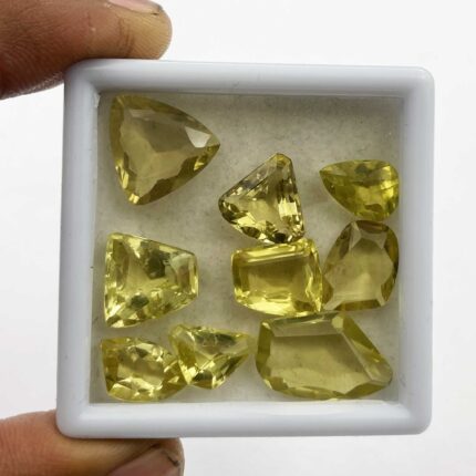 Natural Lemon Quartz Fancy Cut Loose Stone Lot 16 Pcs 8-14 MM 50 CT