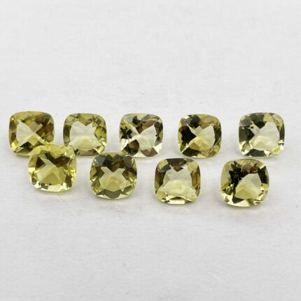 Natural Lemon Quartz Cushion Cut Loose Gemstone Lot 11 Pcs 11 MM 50 CT