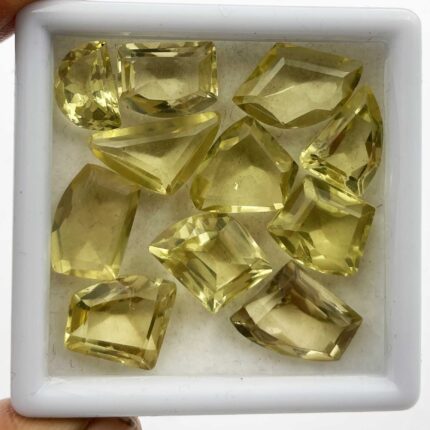 Natural Lemon Quartz Fancy Cut Loose Stone Lot 18 Pcs 12*14-15*23 MM 134 CT
