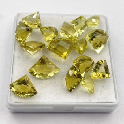 Natural Lemon Quartz Fancy Checker Cut Loose Stone Lot 17Pcs 8*10-12*15 MM 57 CT