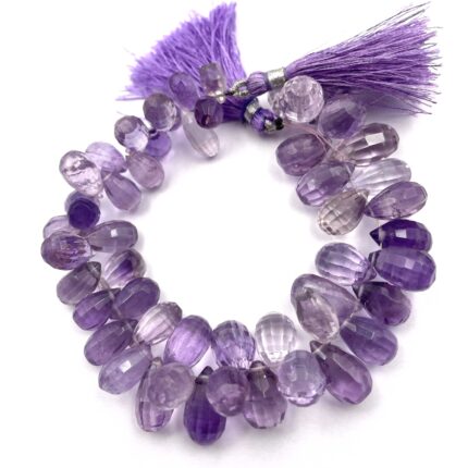Natural Pink Amethyst Teardrops Faceted Gemstone Beads 6x10-7x14 mm 121 CT 8Inch
