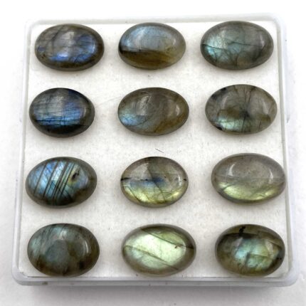 Natural Labradorite Oval Cabochon Loose Stone Lot 24 Pcs 9*12-9*13 MM 95.2 CT