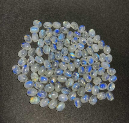 Natural Rainbow Moonstone Oval Cabochon Loose Gemstone Lot 63 Pcs 6x8 MM 100 CT