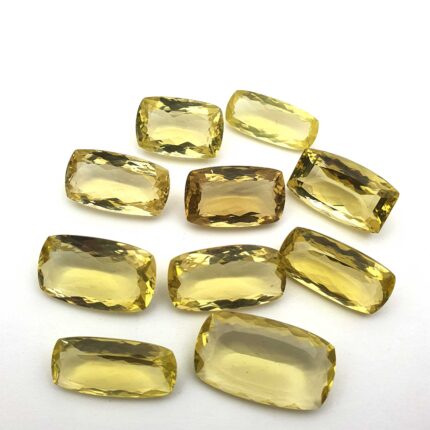 Natural Lemon Quartz Mix Size Cushion Cut Gemstone Lot 10Pcs 13*19-15*25MM 142CT