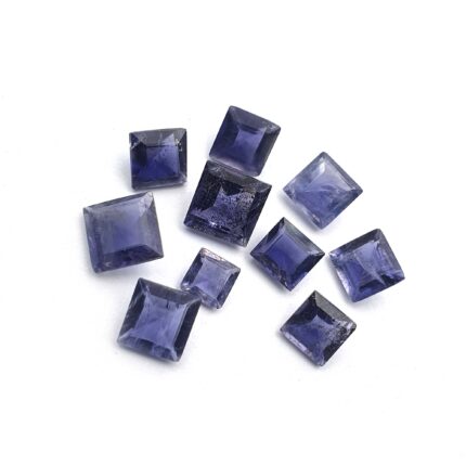 Natural Iolite Mix Size Square Cut Loose Gemstone Lot 10 Pcs 5.5-8 mm 13 CT