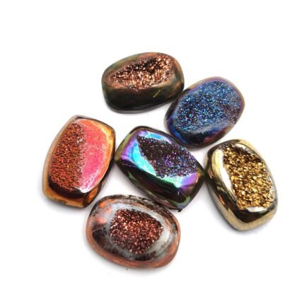 Multi Color Druzy Cushion Cabochon Glitter Gemstone Lot 6 Pcs 18x25 mm 148 CT