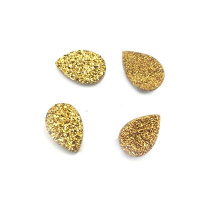 Natural Druzy Quartz Pears Cabochon Golden Color 4 Pcs 8*12 MM 9CT