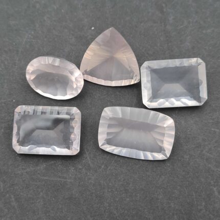 Natural Rose Quartz Mix Shape Concave Cut Gemstone 5 Pcs 19x29-20x36 MM 182 CT