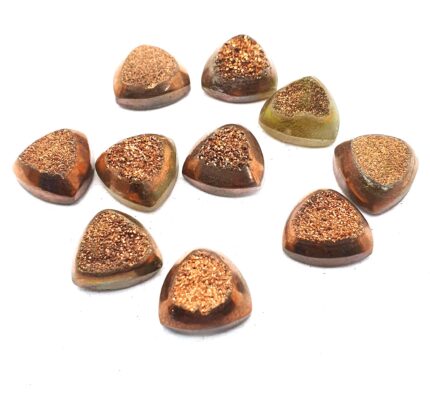 Natural Drusy Quartz Trillion Cabochon Brown Color 10 Pcs 14 MM 82 CT
