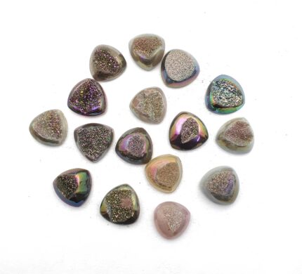 Natural Drusy Quartz Trillion Cabochon Multi Color 5 Pcs 19-20 MM 101 CT