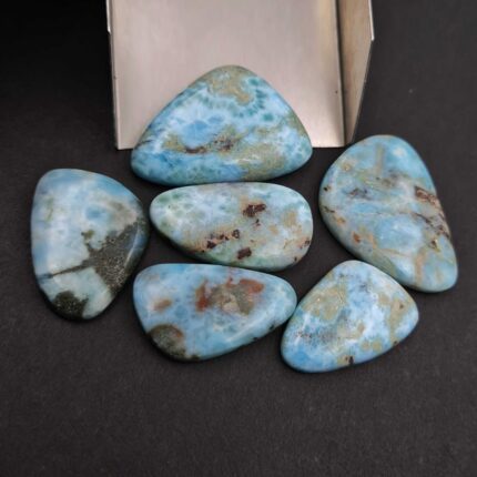Natural Larimar Fancy Cabochon Loose Gemstone Lot 3 Pcs 23x34-30x44 MM 160 CT