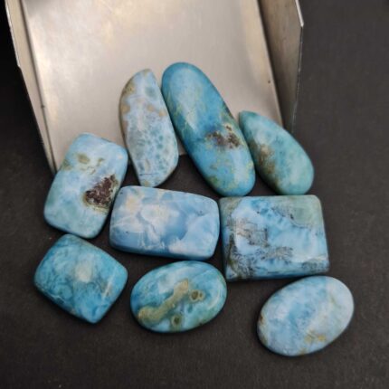 Natural Larimar Mix Shape Cabochon Loose Gemstone Lot 6 Pcs 12x21-22x33 MM 148CT