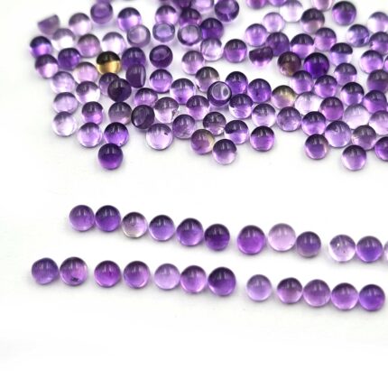 Natural African Amethyst Round Cabochon Loose Gemstone Lot 100 Pcs 3 mm