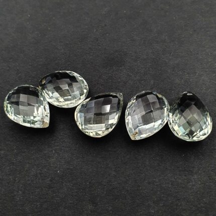 Natural Green Amethyst Top Drilled Pear Cut Loose Gemstone 5 Pcs 16x22 MM 108 CT