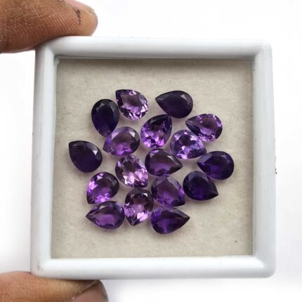 Natural African Amethyst Pear Cut Loose Stone Lot 6*8 MM 15 CT 17 Pcs
