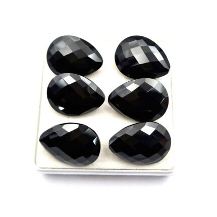 Natural Black Spinel Pear Cut Loose Gemstone lot 5 Pcs 15*18 MM 104 CT