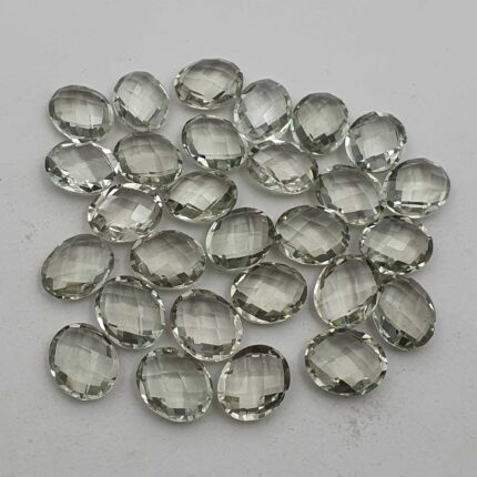 Natural Green Amethyst Oval Briolette Cut Loose Stone Lot 28 Pcs 9*11 MM 84 CT