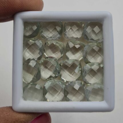 Natural Green Amethyst Cushion Briolette Cut Loose Stone Lot 16 Pcs 9-10 MM 52CT