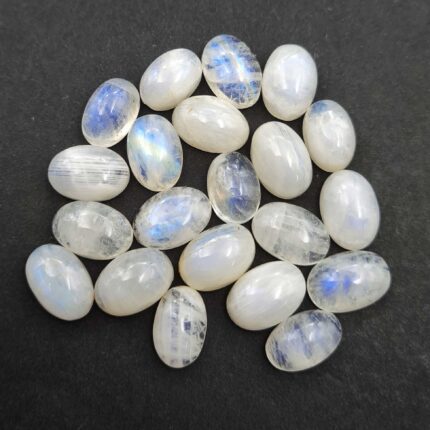 Natural Rainbow Moonstone Oval Cabs Loose Stone Lot 21 Pcs 8x12-9x13 MM 105 CT