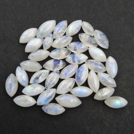 Natural Rainbow Moonstone Marquise Cabs Loose Stone Lot 36 Pcs 4x8-5x10 MM 55 CT