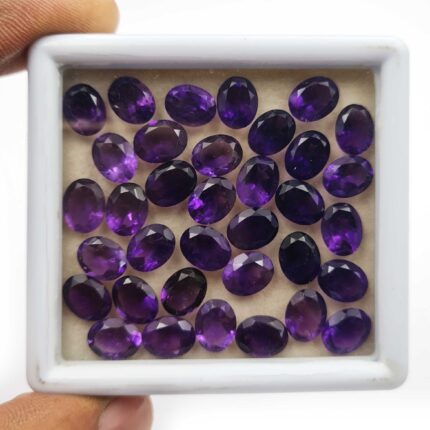 Natural African Amethyst Oval Cut Loose Gemstone Lot 7x9 MM 101 CT 60 Pcs