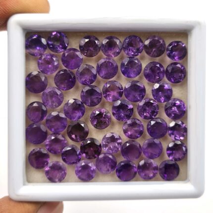 Natural African Amethyst Round Cut Loose Stone Lot 7 MM 80 CT 69 Pcs