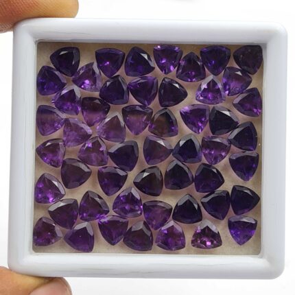 Natural African Amethyst Trillion Cut Loose Stone Lot 7 MM 80 CT 72 Pcs