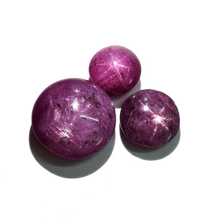 Natural Ruby Star Round Cabochon Stone Lot 3 Pcs 10-16 MM 38 CT
