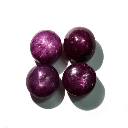 Natural Ruby Star Mix Cabochon Stone Lot 4 Pcs 11 MM 57 CT