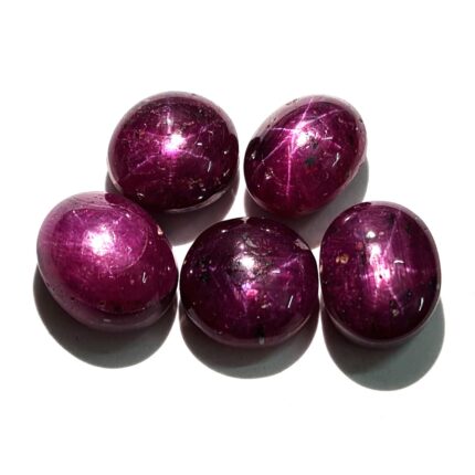 Natural Ruby Star Mix Cabochon Stone Lot 5 Pcs 8-9.50 MM 35 CT
