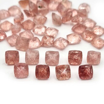 Natural Cherry Quartz Square Cushion Cut Loose Gemstone Lot 22 Pcs 7 MM 30 CT